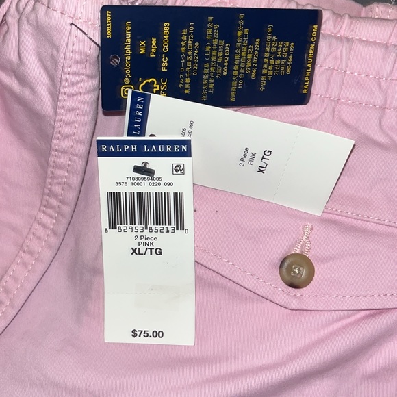 POLO RALPH LAUREN Men's Pink Classic Fit Elastic Waist Prepster 6" Chino Shorts - Picture 9 of 9